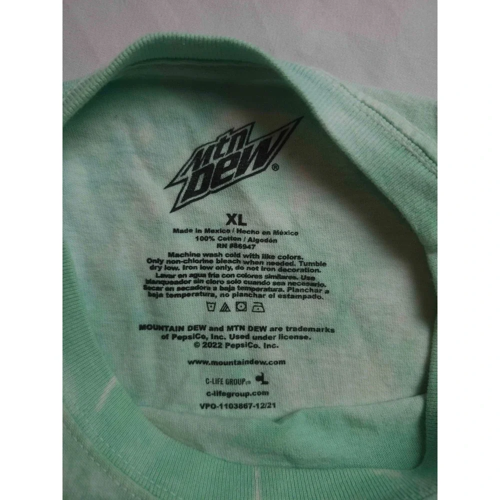 Mountain Dew Ya-Hooo Promo T-Shirt‎ Mens XL Green Tie Dye Soda Pop Streetwear